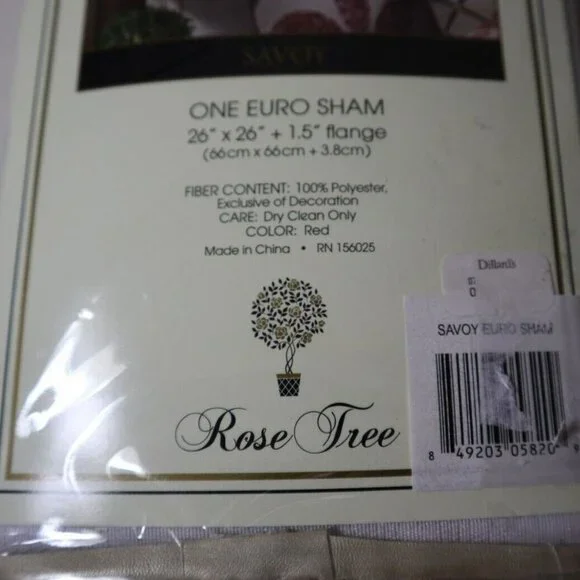 NWT NEW ROSE TREE EURO Sham Savoy Polyester Red MSRP: $79 - Picture 4 of 8